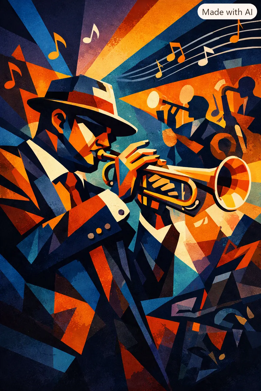 Abstract image of a jazz trumpet player